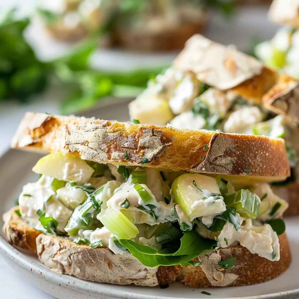 Délicieux sandwichs poulet-poire aux herbes fraîches