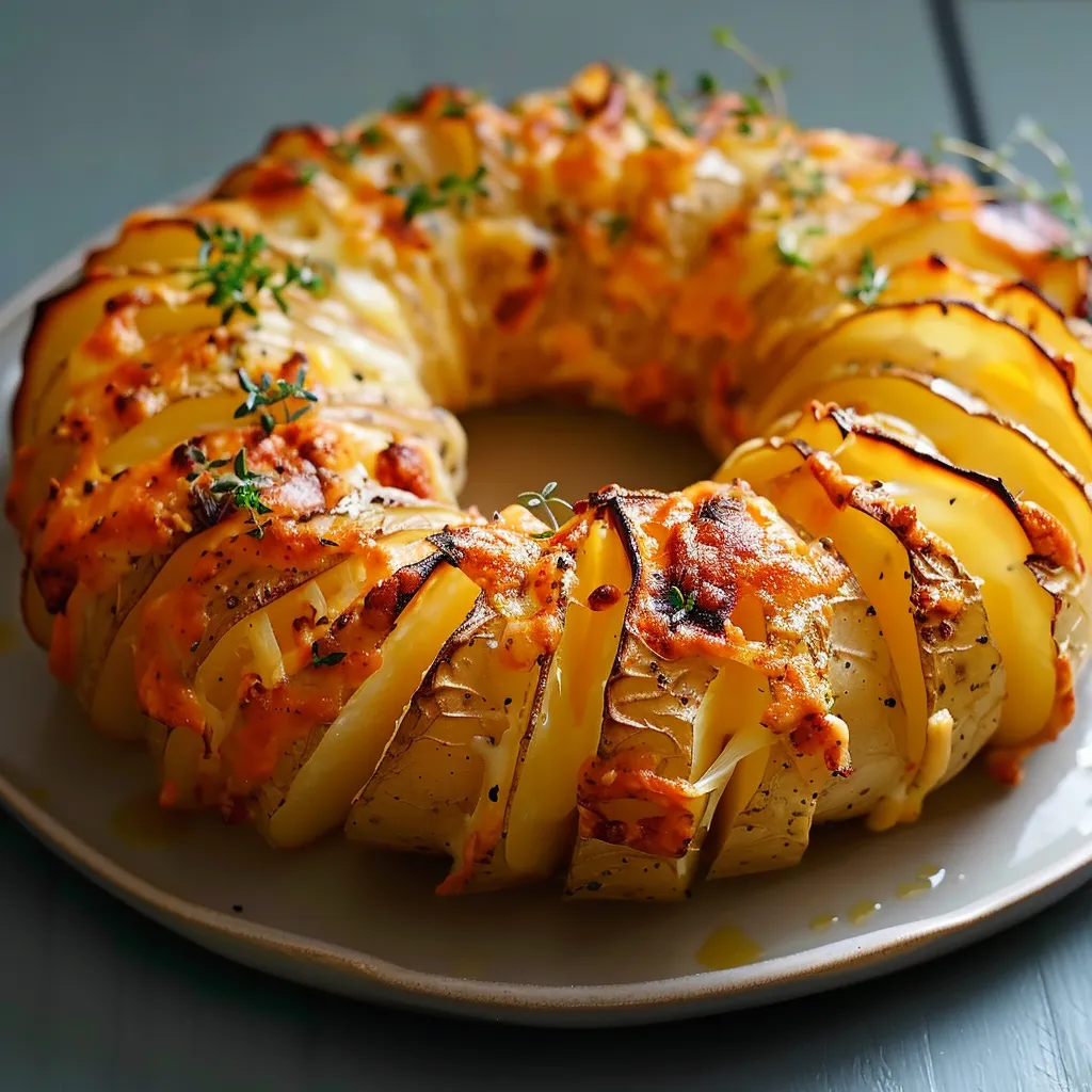 Délicieuse couronne dorée de pommes de terre