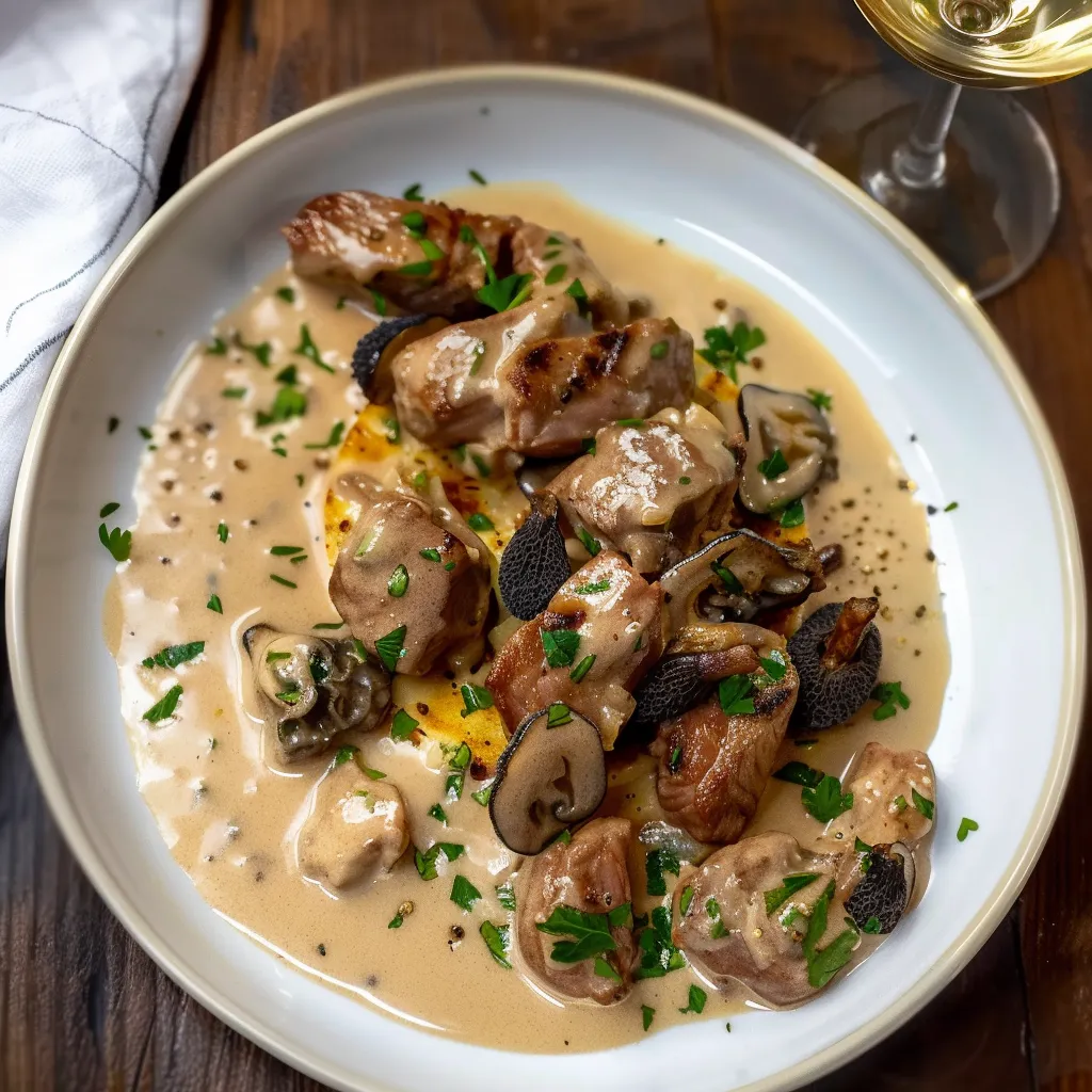 Veau tendre aux morilles dans sa sauce onctueuse