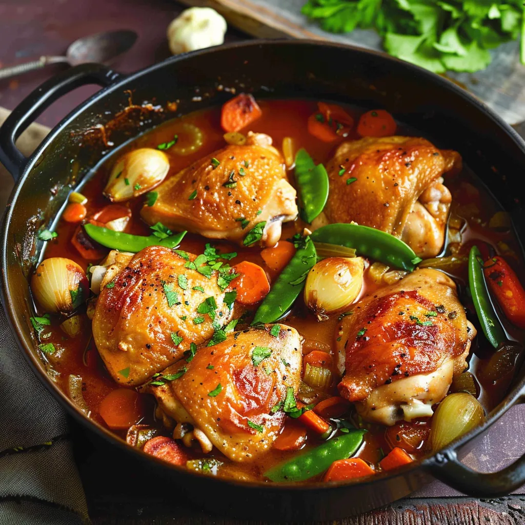 Mijoté de poulet aux légumes printaniers signé Laurent Mariotte