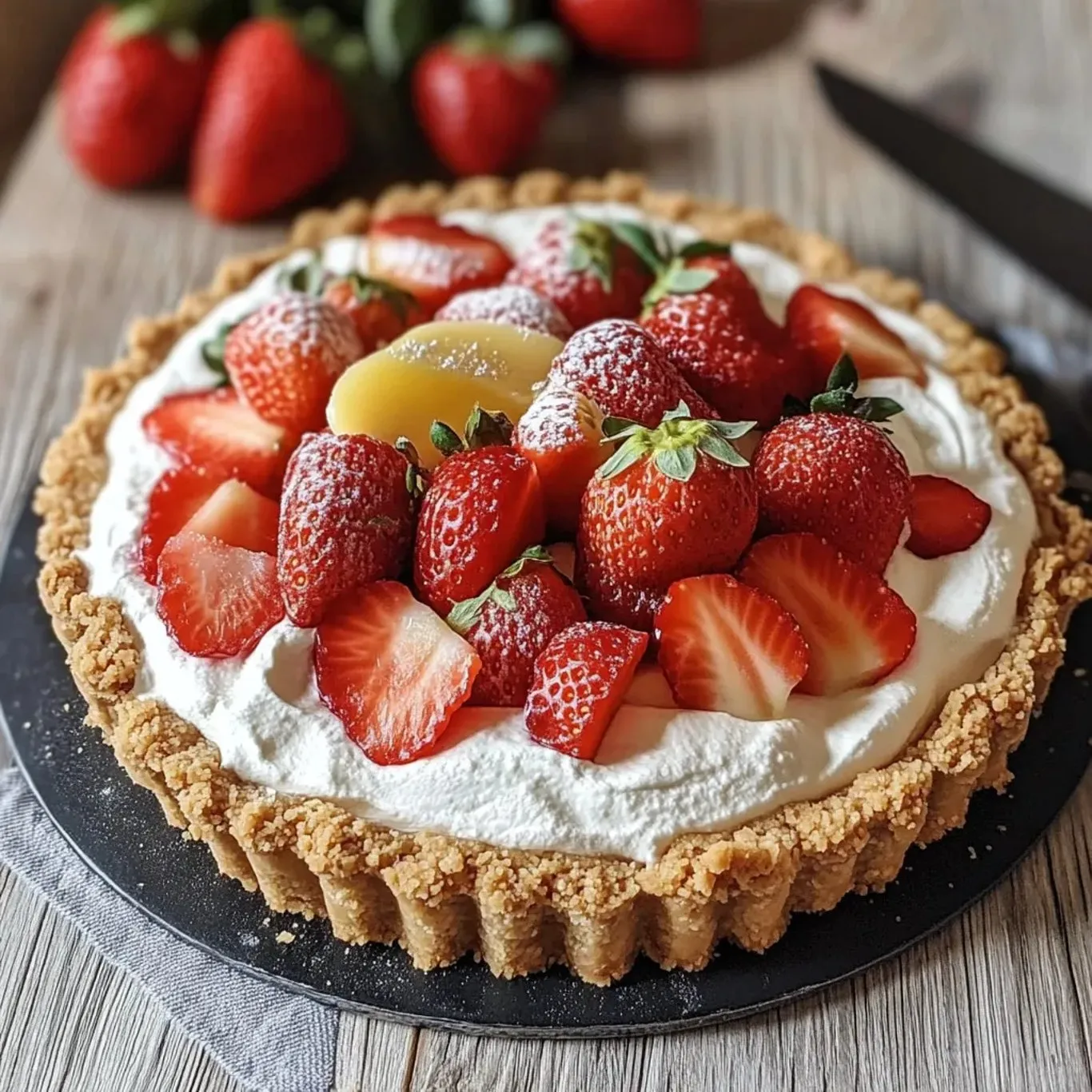 Tarte délicieuse aux fraises et spéculoos sans four