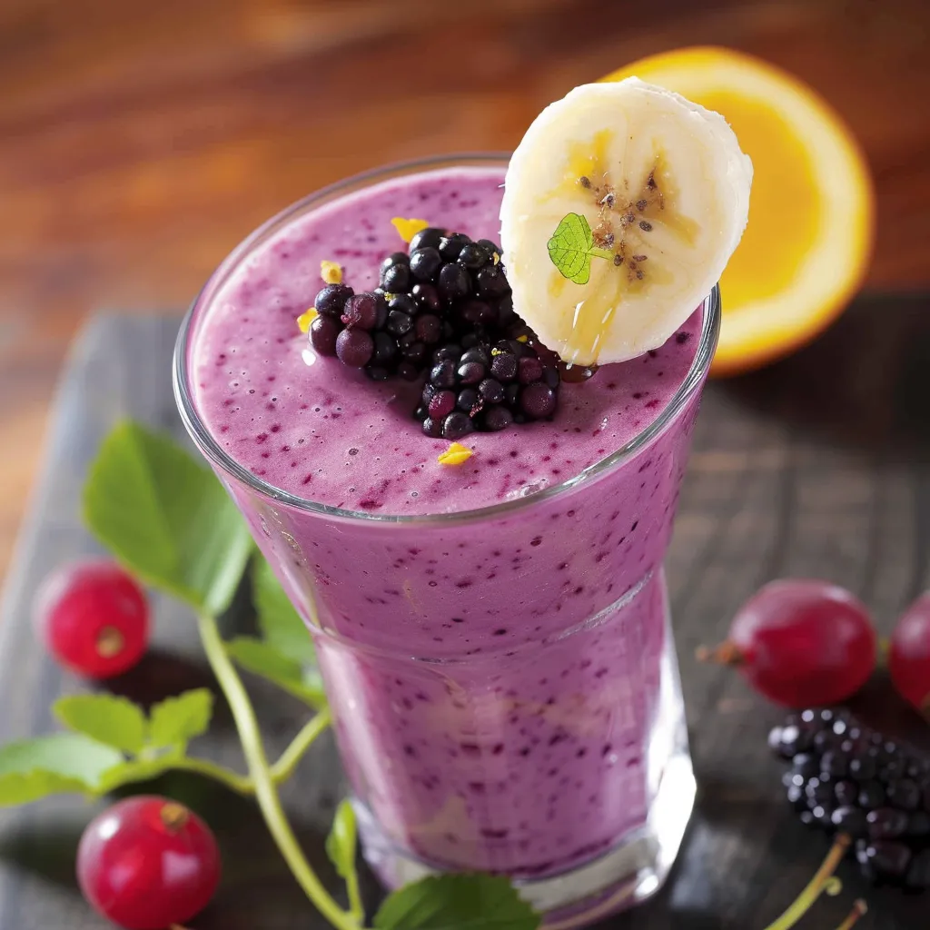 Un smoothie cassis-banane tout frais préparé en quelques instants