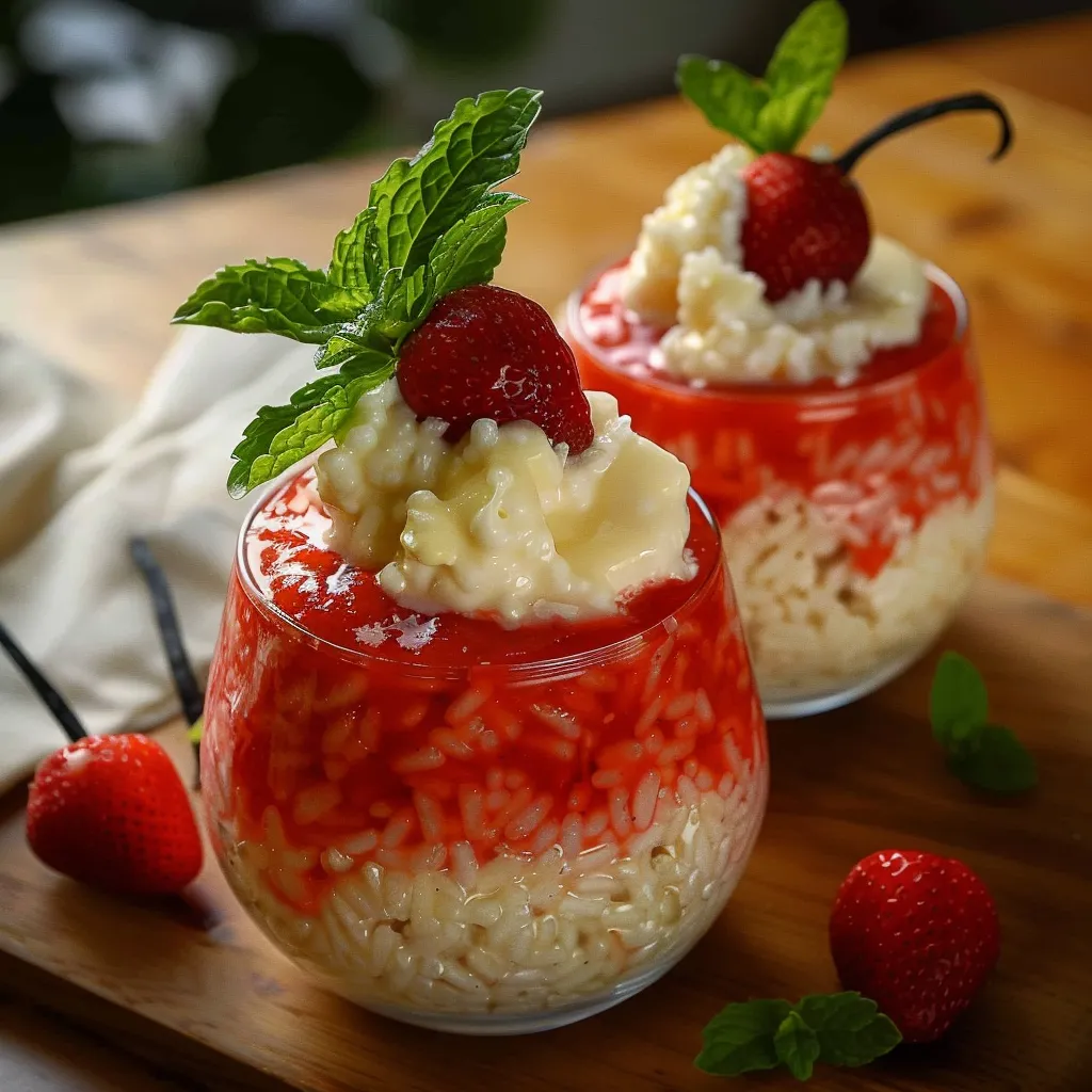 Dessert riz lait fraise et chantilly rafraîchissant