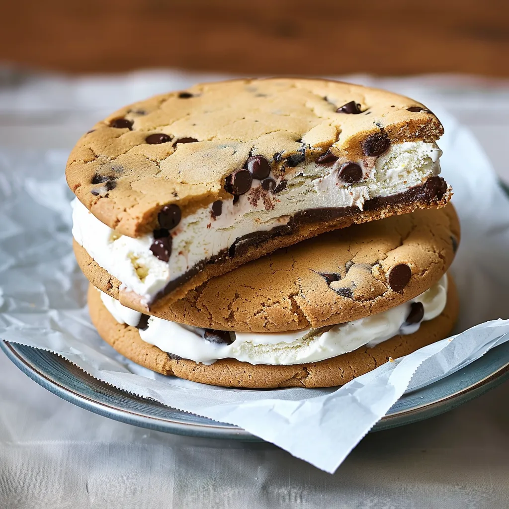 Sandwich glacé aux cookies pépites de chocolat