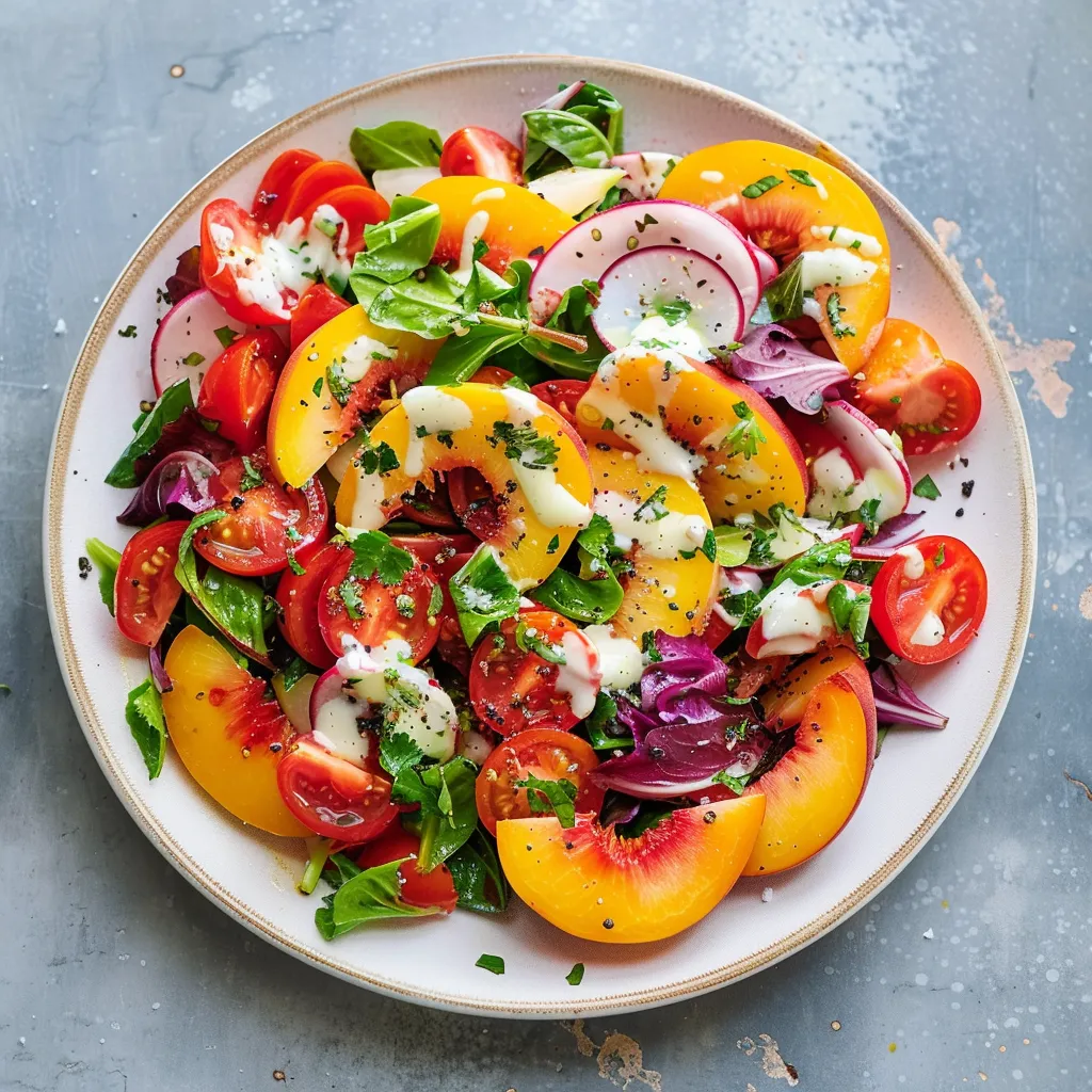 Pêches tomates vinaigrette