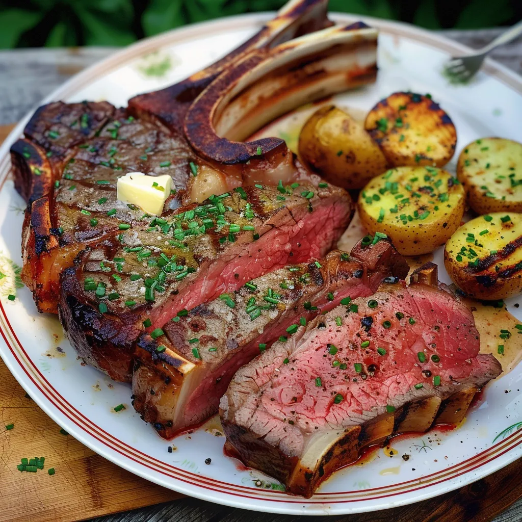 Tomahawk grillé savoureux