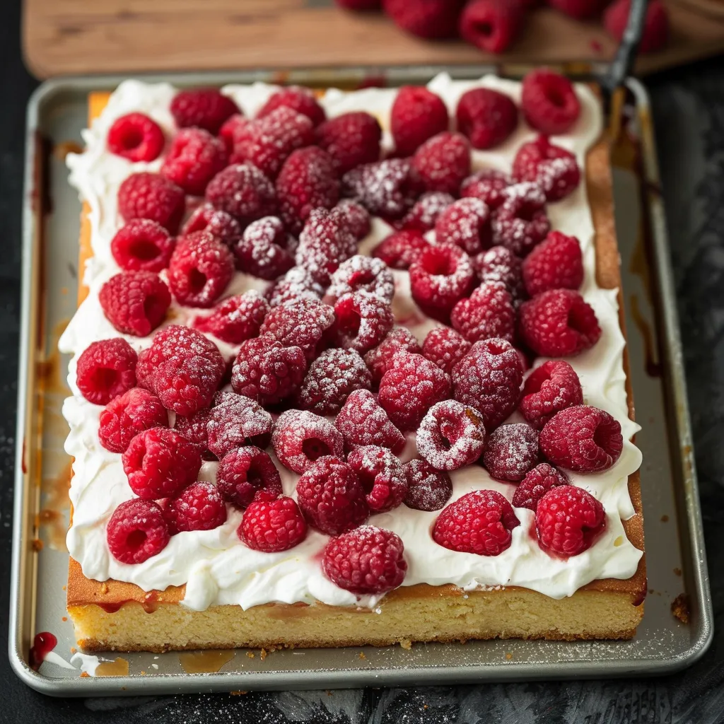 Biscuit vanillé garni de framboises et crème fouettée maison