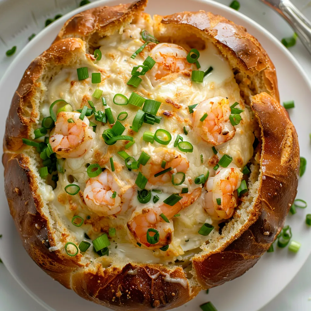 Pain au levain rempli de préparation crémeuse aux fruits de mer