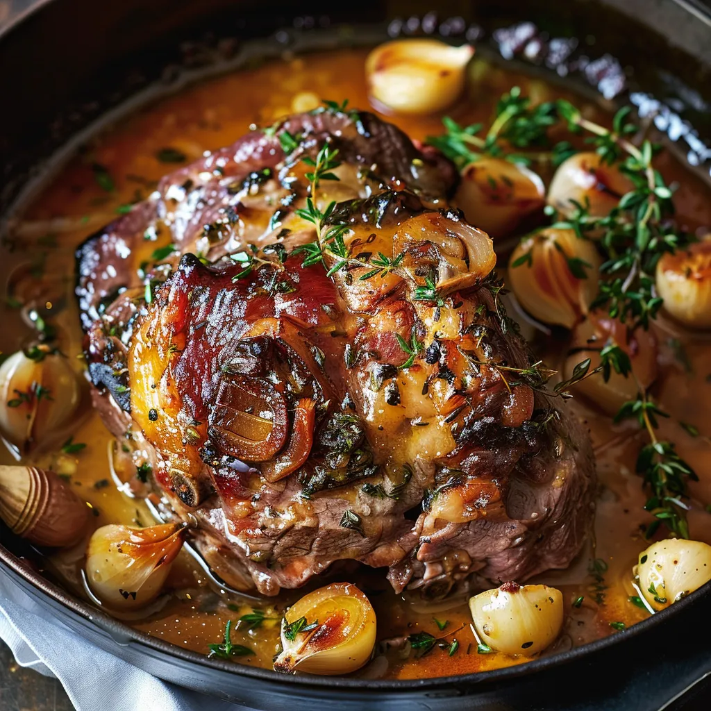 Épaule d'agneau confite, ail et miel