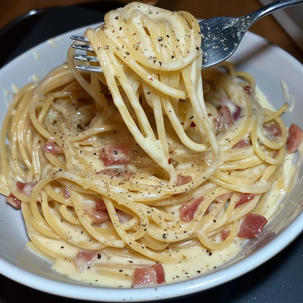 Authentique carbonara italienne fumante et appétissante