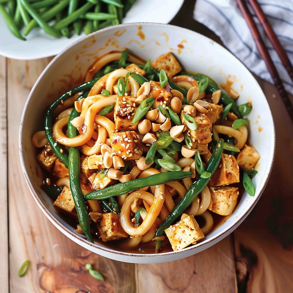 Udon tofu et haricots croquants