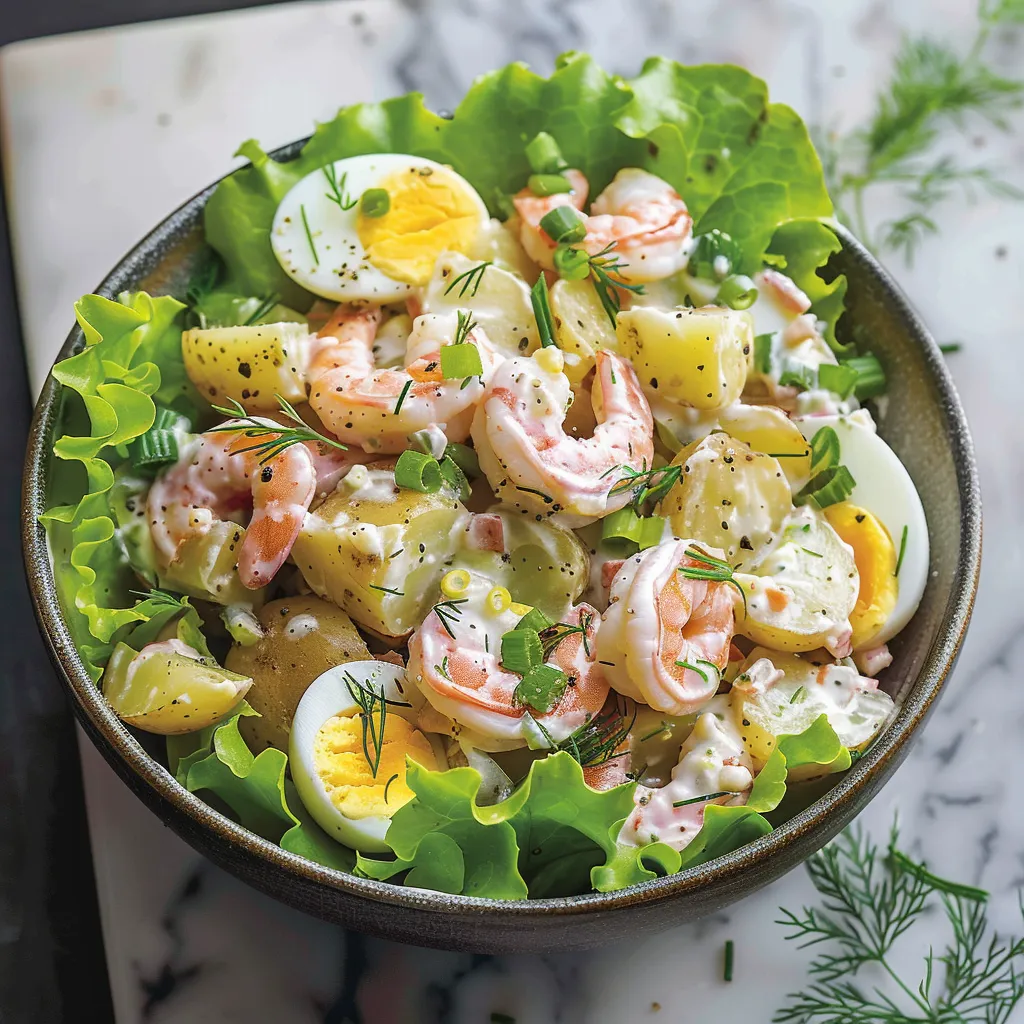 Pommes terre crevettes fraîches