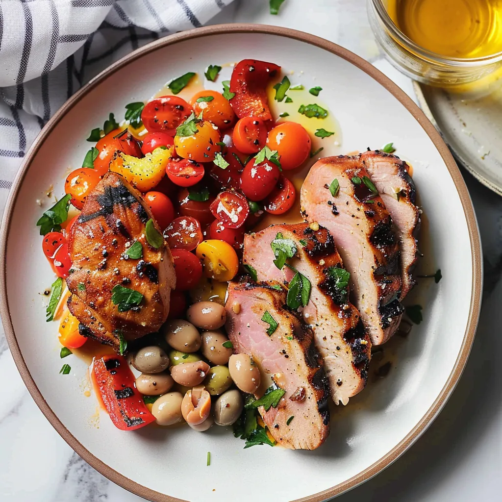 Filet de porc grillé aux haricots blancs et olives