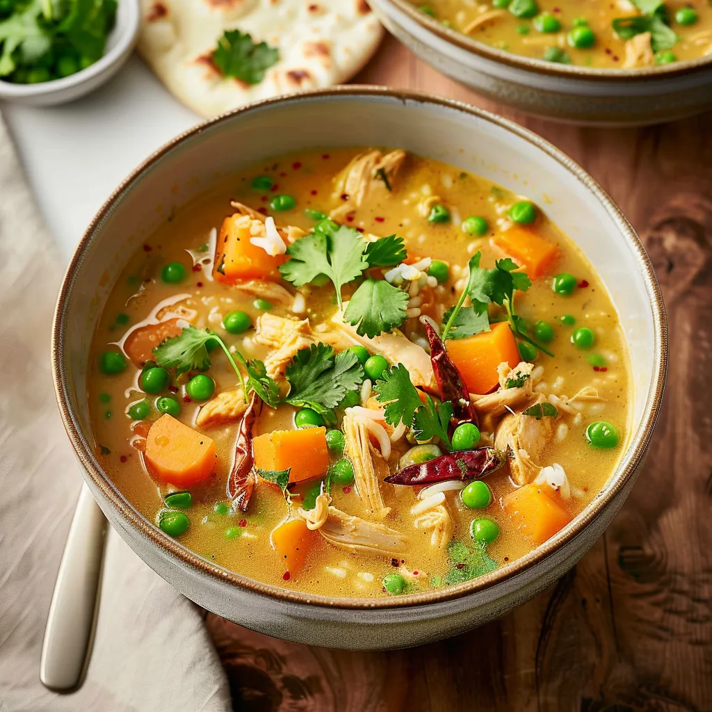 Soupe-repas savoureuse au poulet indien
