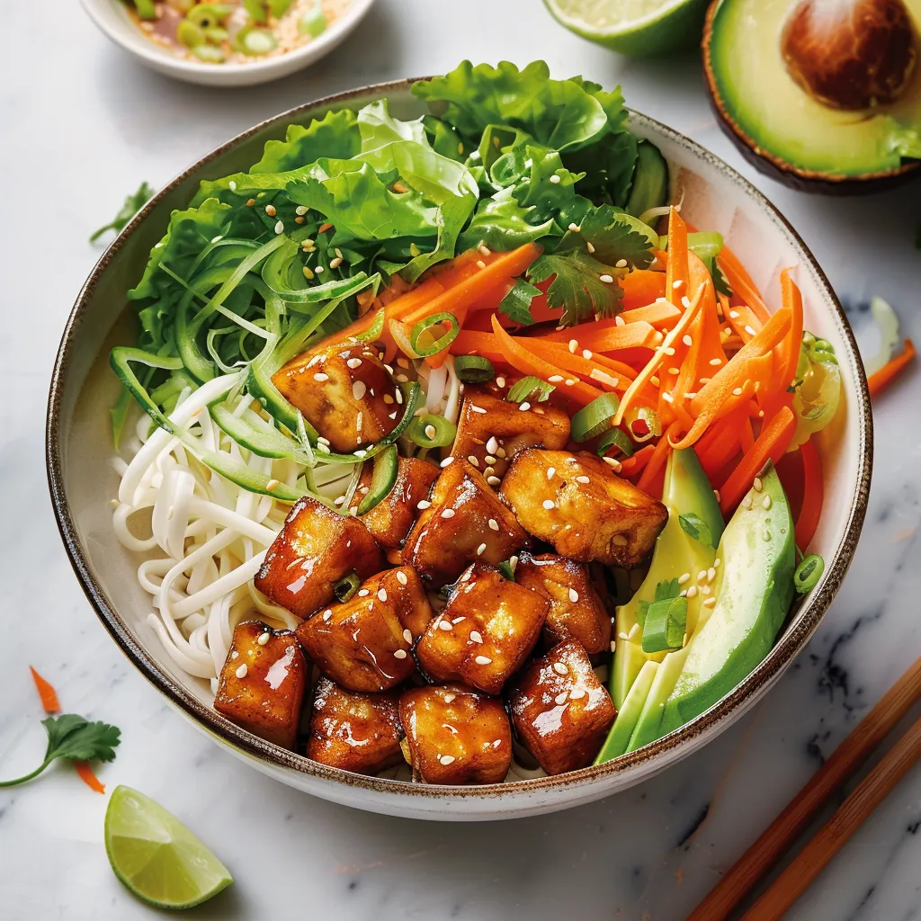 Préparez des bols savoureux avec tofu laqué et légumes frais