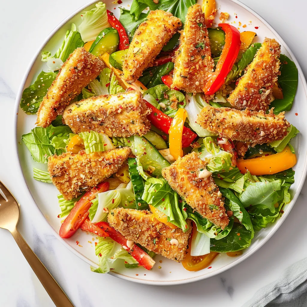 Tofu croustillant et salade maison