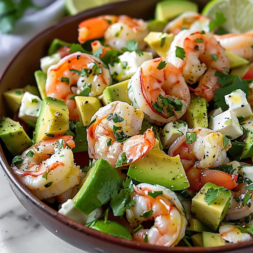 Crevettes avocat et palmier