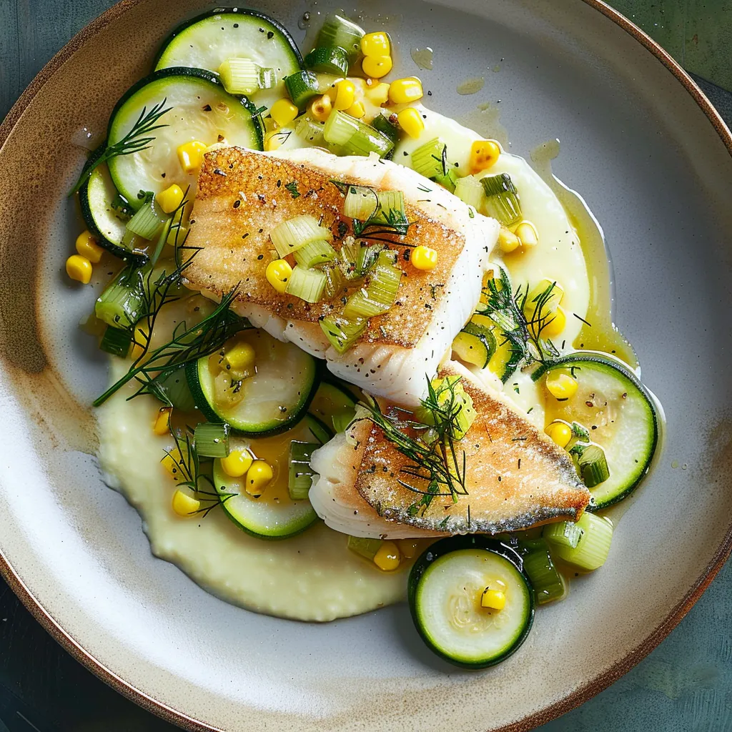 Turbot au maïs crémeux