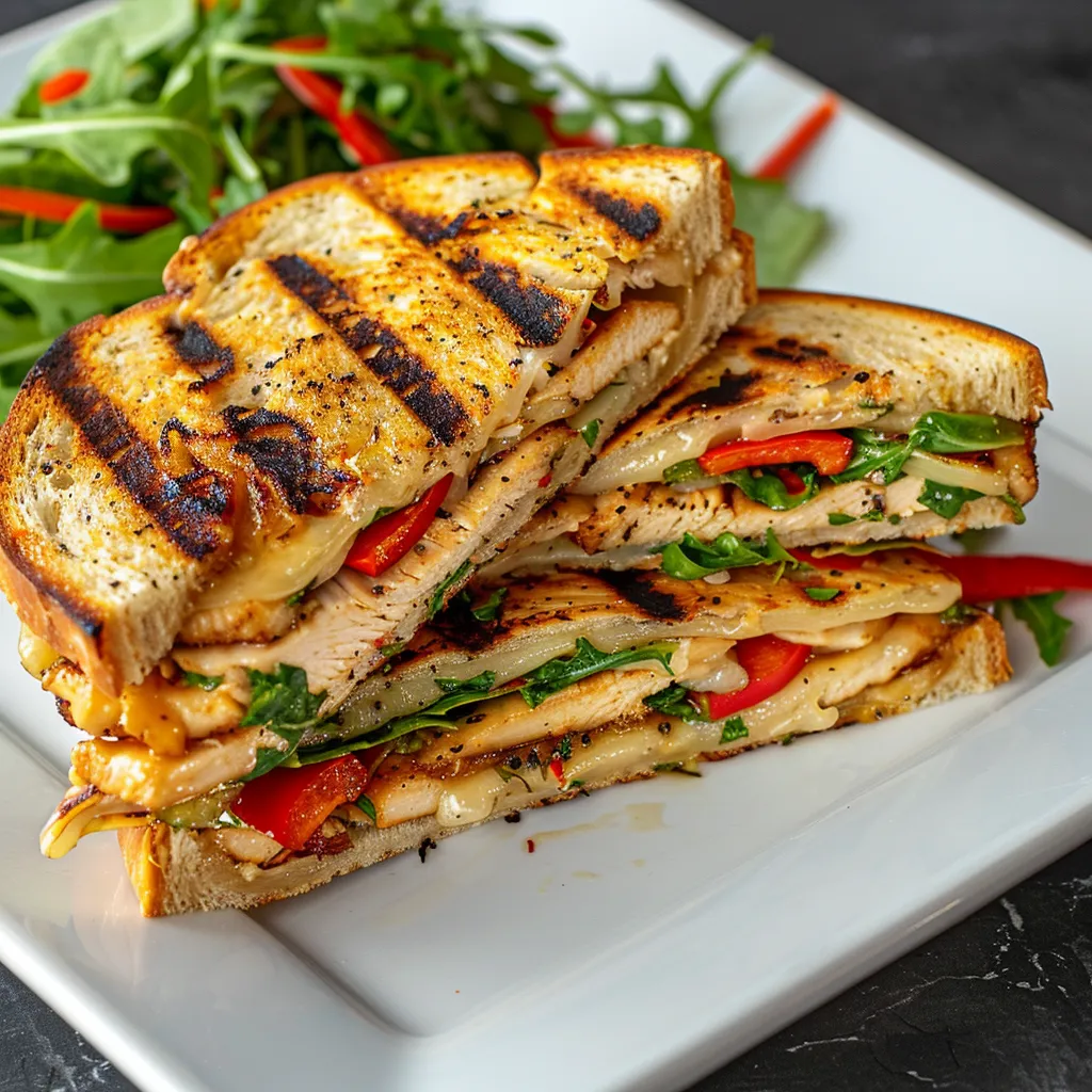 Régalez-vous avec ce sandwich au poulet, poivron grillé et gouda fumé