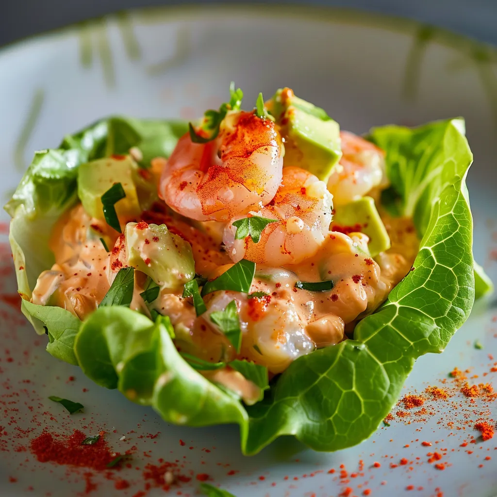 Coupes légères avocat-crevettes avec sauce maison
