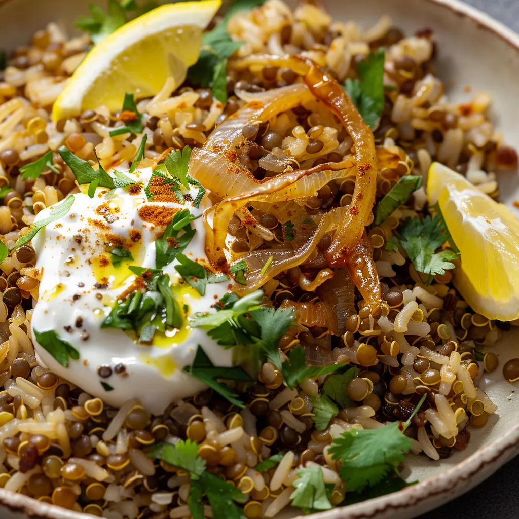 Lentilles riz et oignons