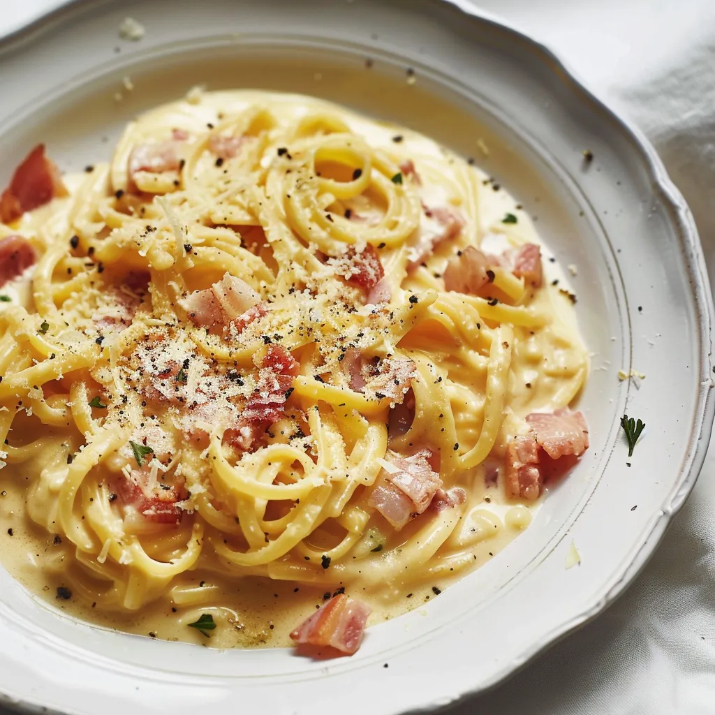 Pâtes carbonara traditionnelles et savoureuses