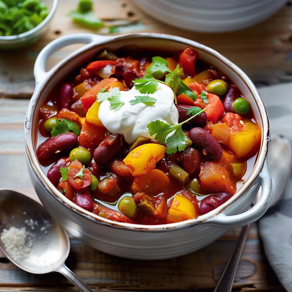 Un délicieux chili végétarien avec edamames fait maison