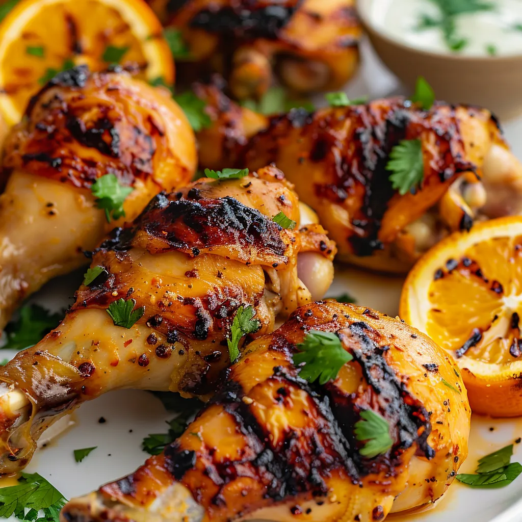 Pilons de poulet marinés à l'orange et à la bière