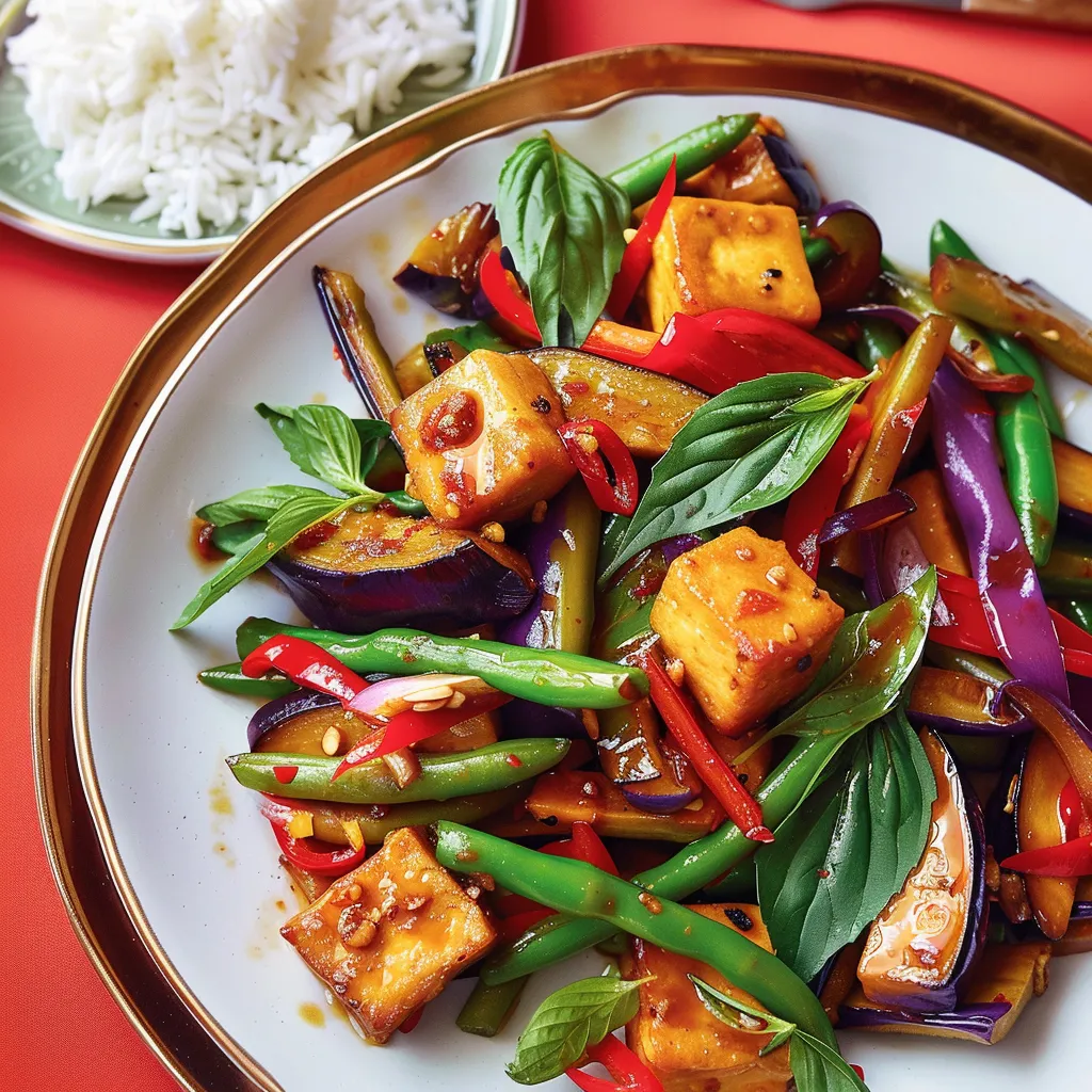 Aubergines, tofu et légumes