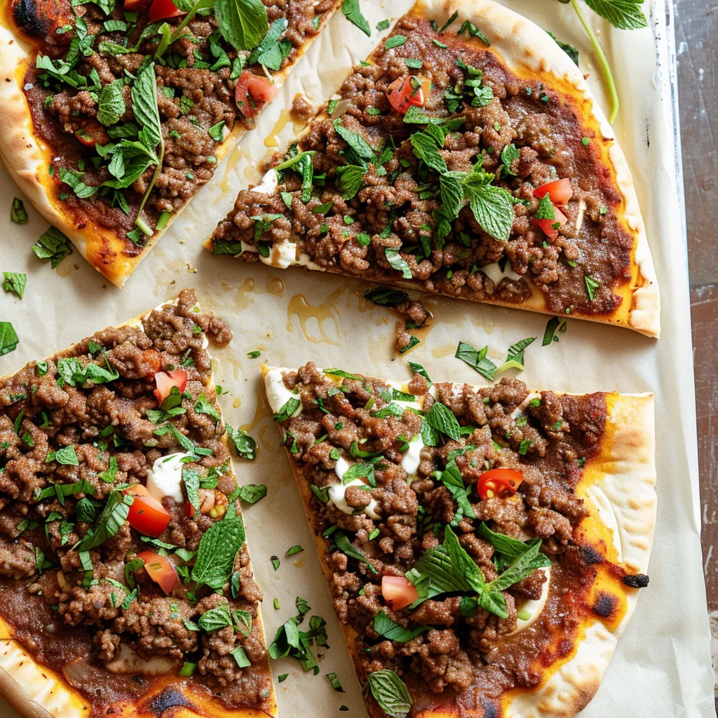 Pizza viande hachée style oriental - Lahmajoun