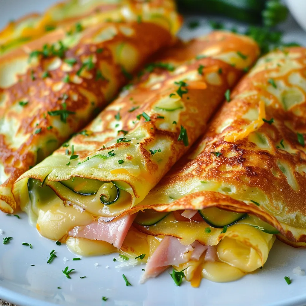Délicieuses crêpes à la courgette et jambon