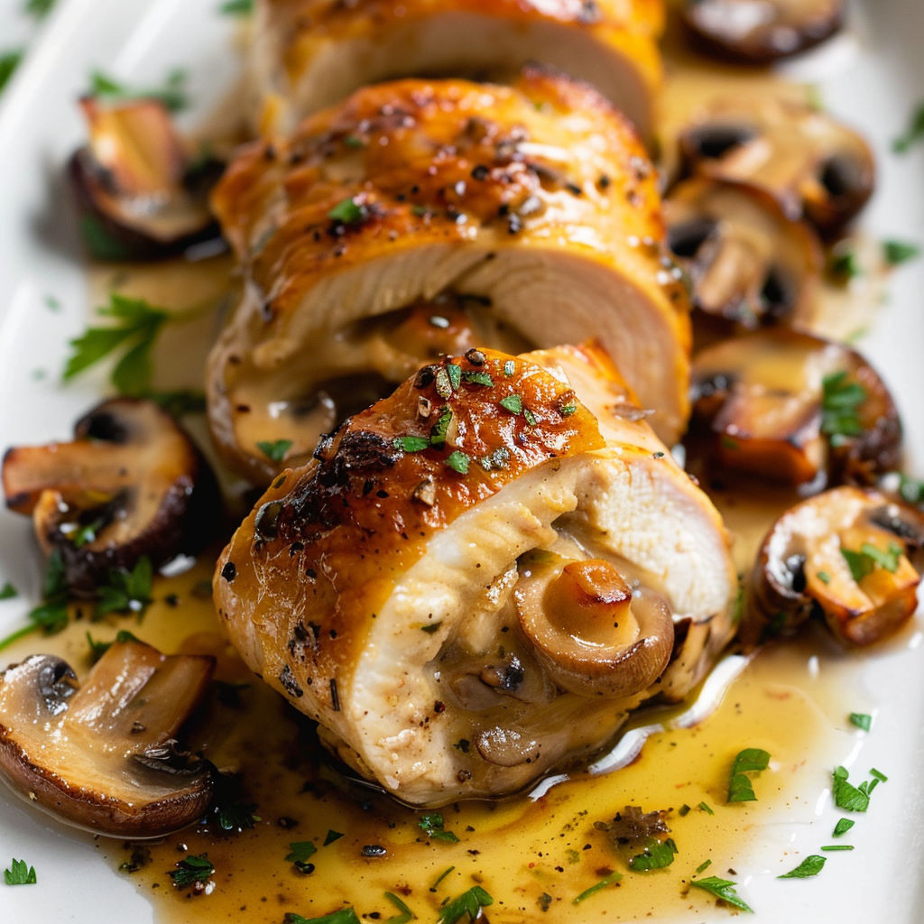 Roulades rapides au fromage et champignons, un plat succulent et appétissant.