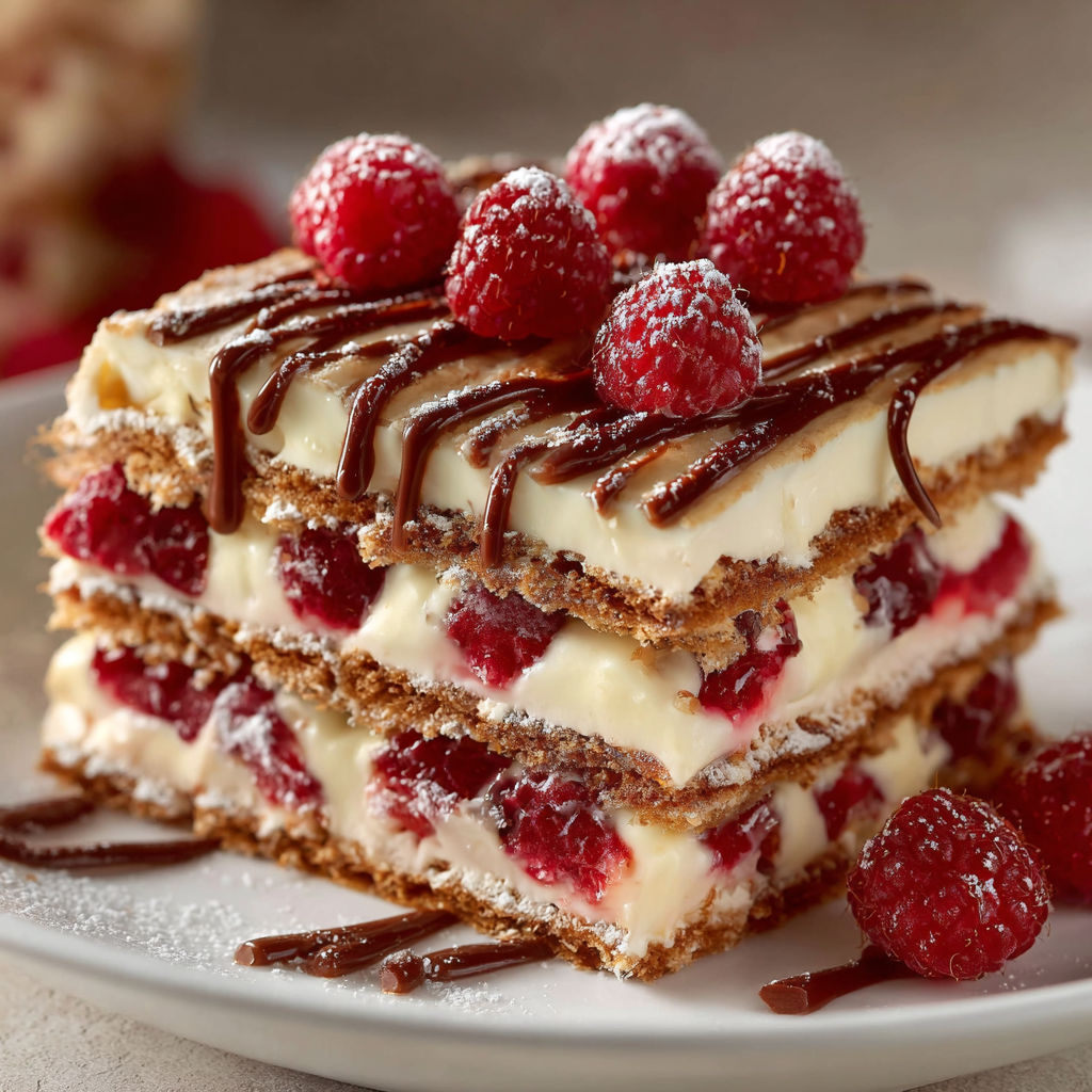 Une superbe pâtisserie au chocolat blanc et aux framboises, joliment décorée.