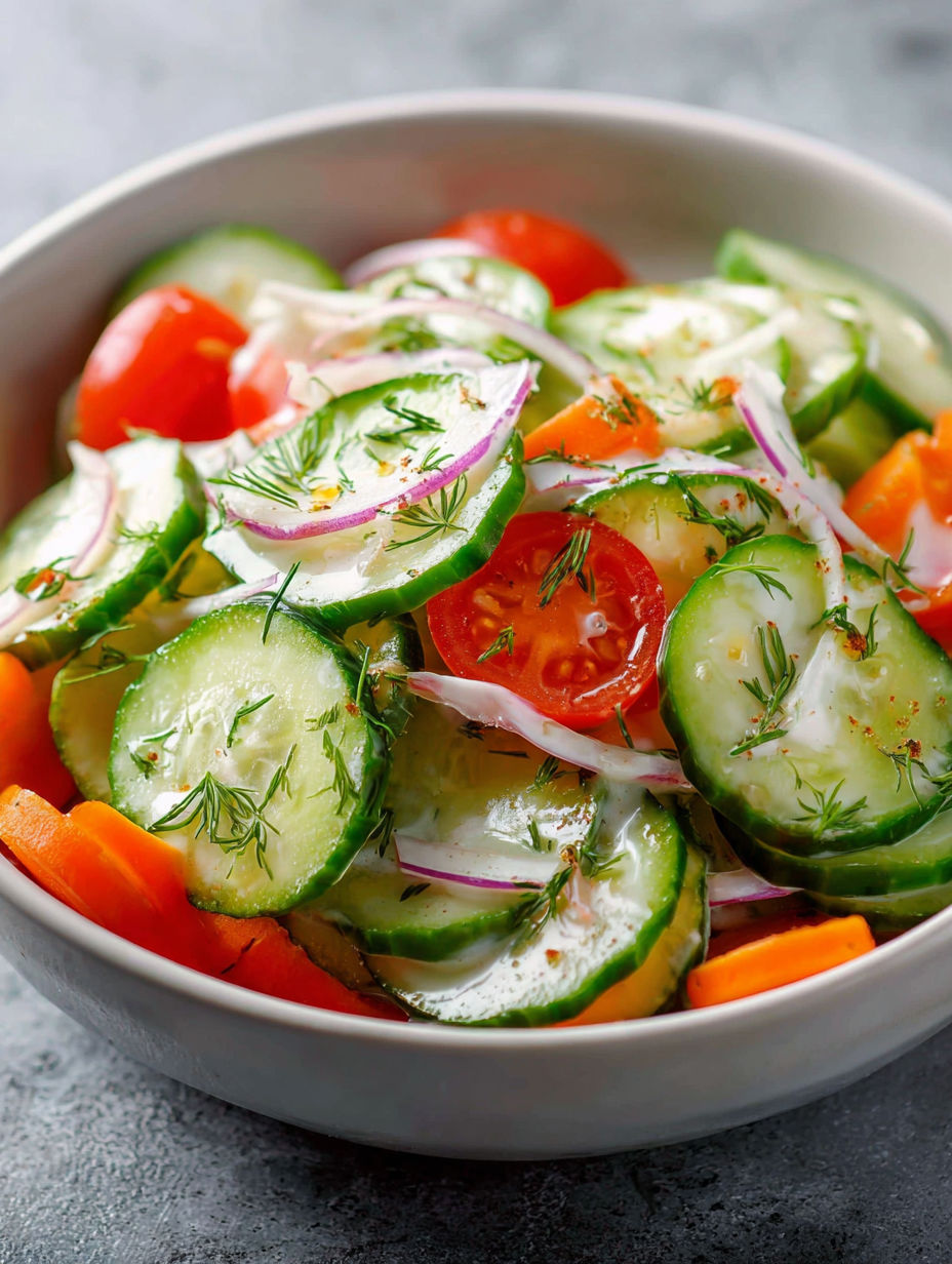 Une salade fraîche avec carottes, concombres, tomates et épinards.
