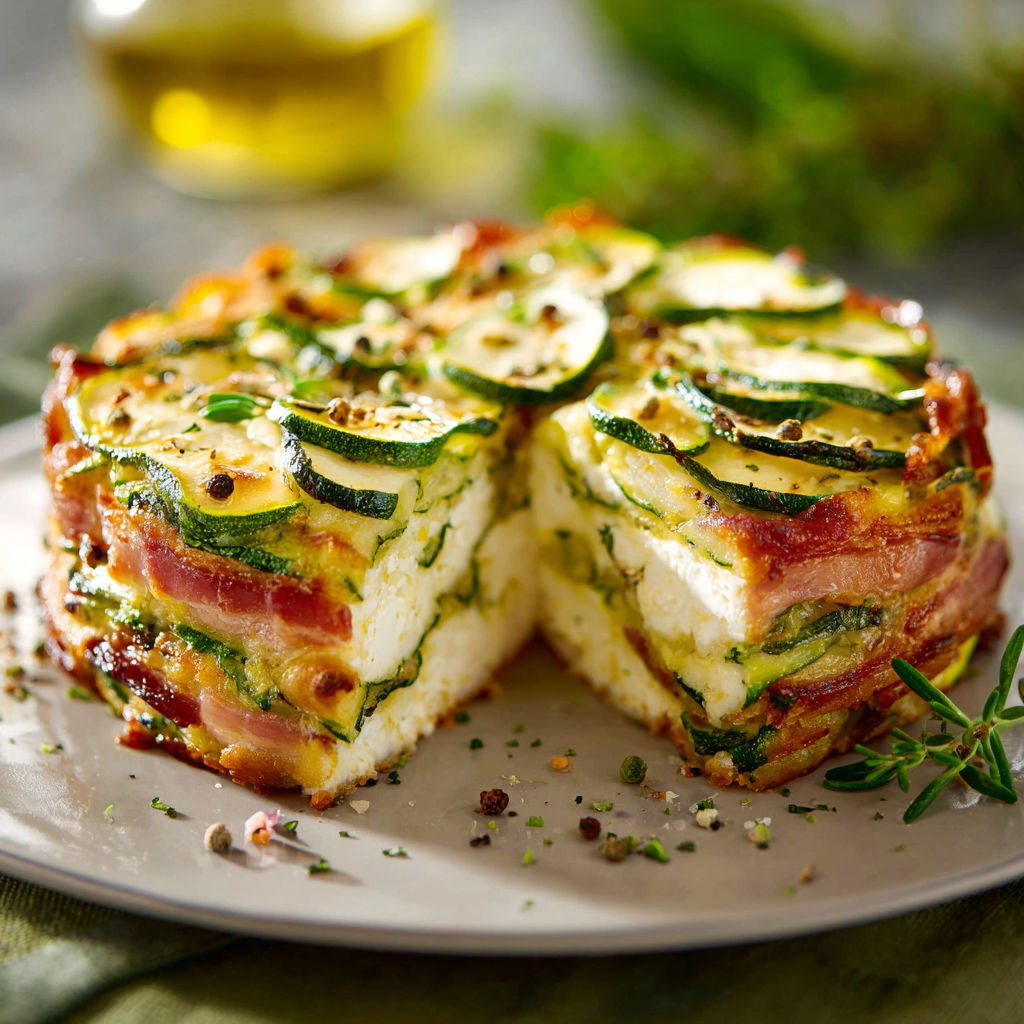 Un gâteau de courgettes présenté sur un plateau de service.