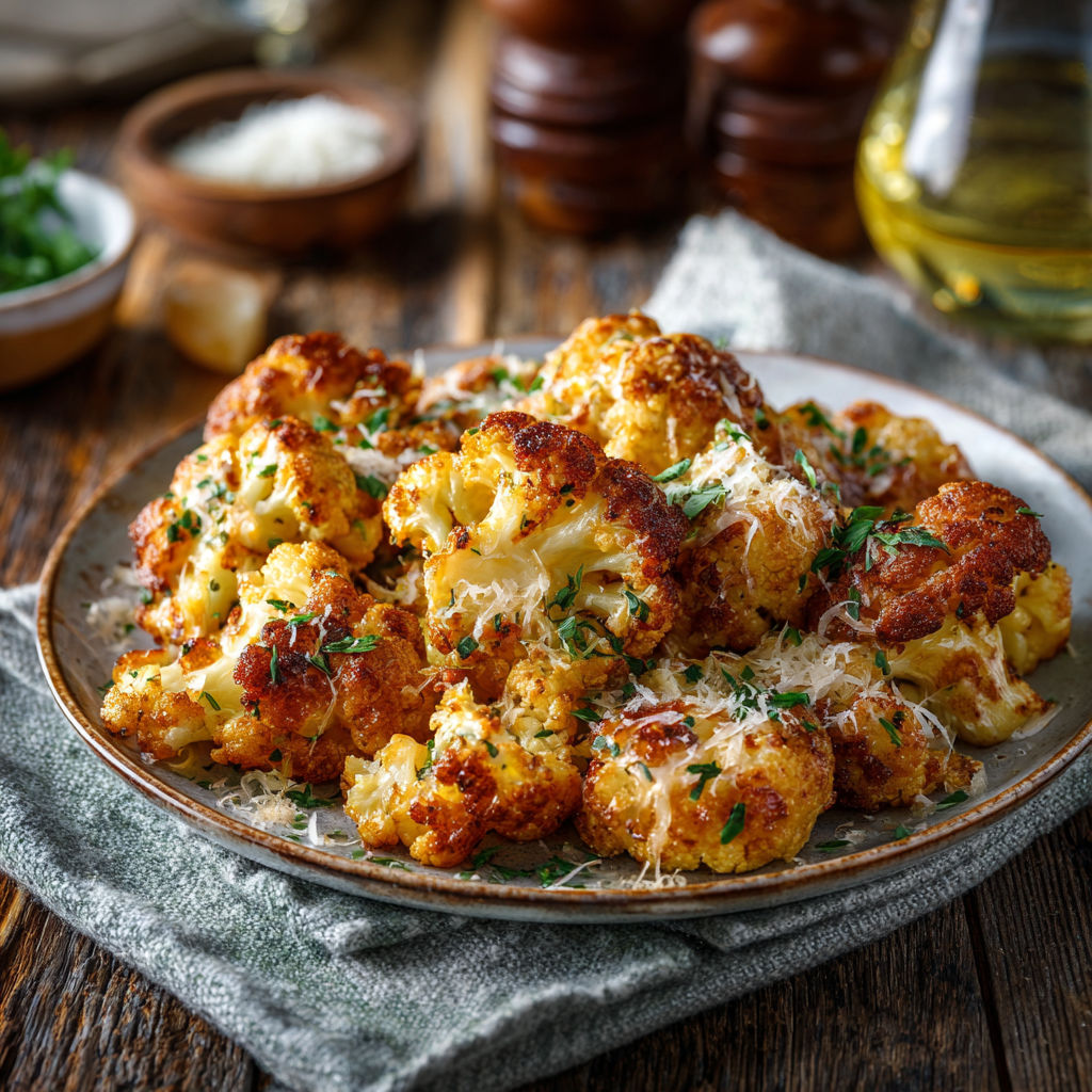 Une assiette de cauliflower farcis de fromage et herbes, prêts à être cuits.