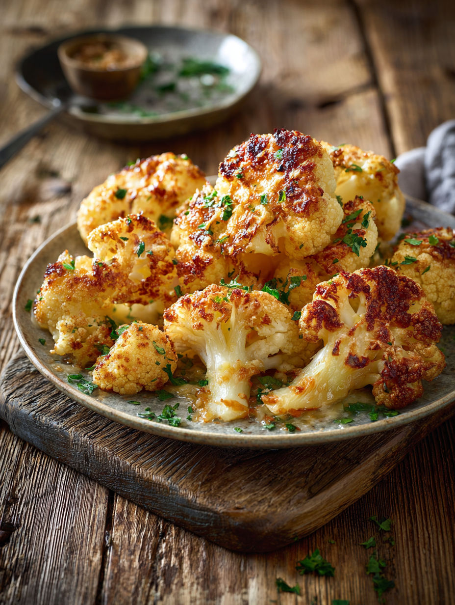 Une assiette de brocoli grillé avec une sauce au beurre et des herbes.