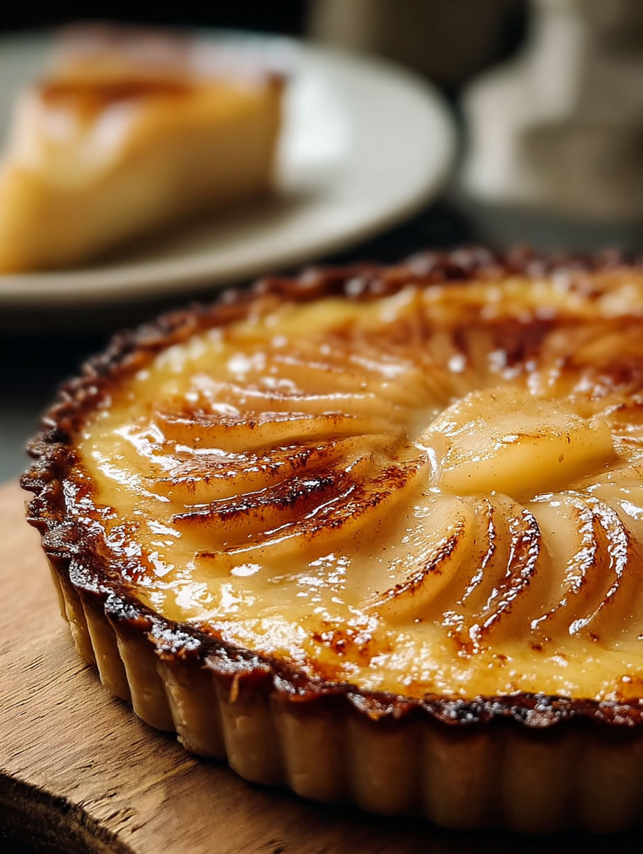 Une tarte aux pommes chaude et croustillante, avec une pâte de pommes et des pommes cuites.