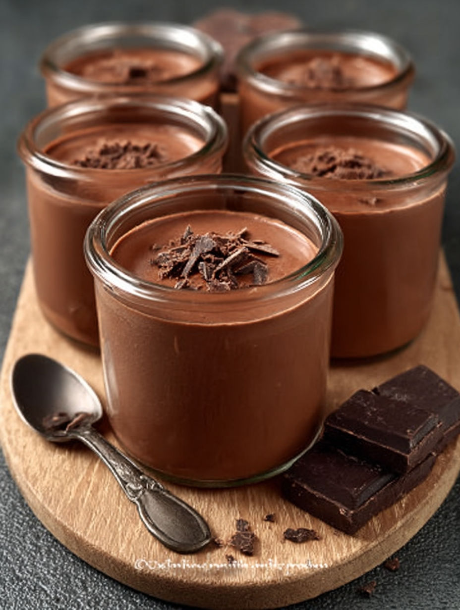 Deserts chocolat dans des verres.