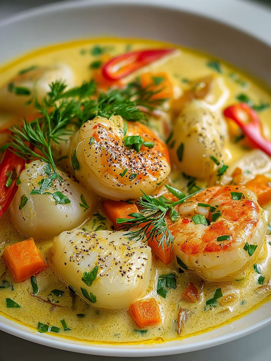 Une recette de bouillabaisse avec des carottes, des moules et des épinards.