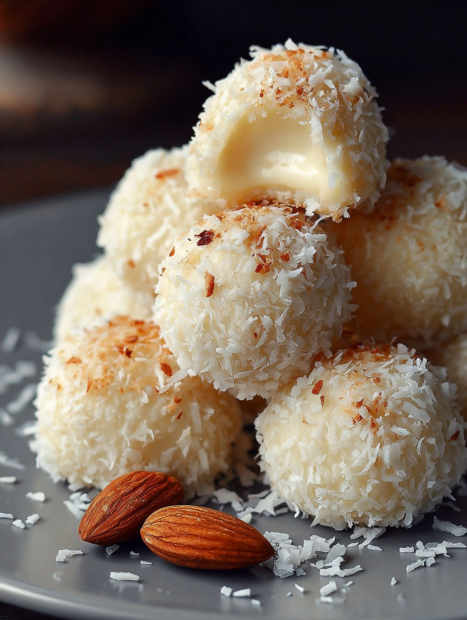 Une pile de crêpes de riz avec des noix de coco sur un plateau.