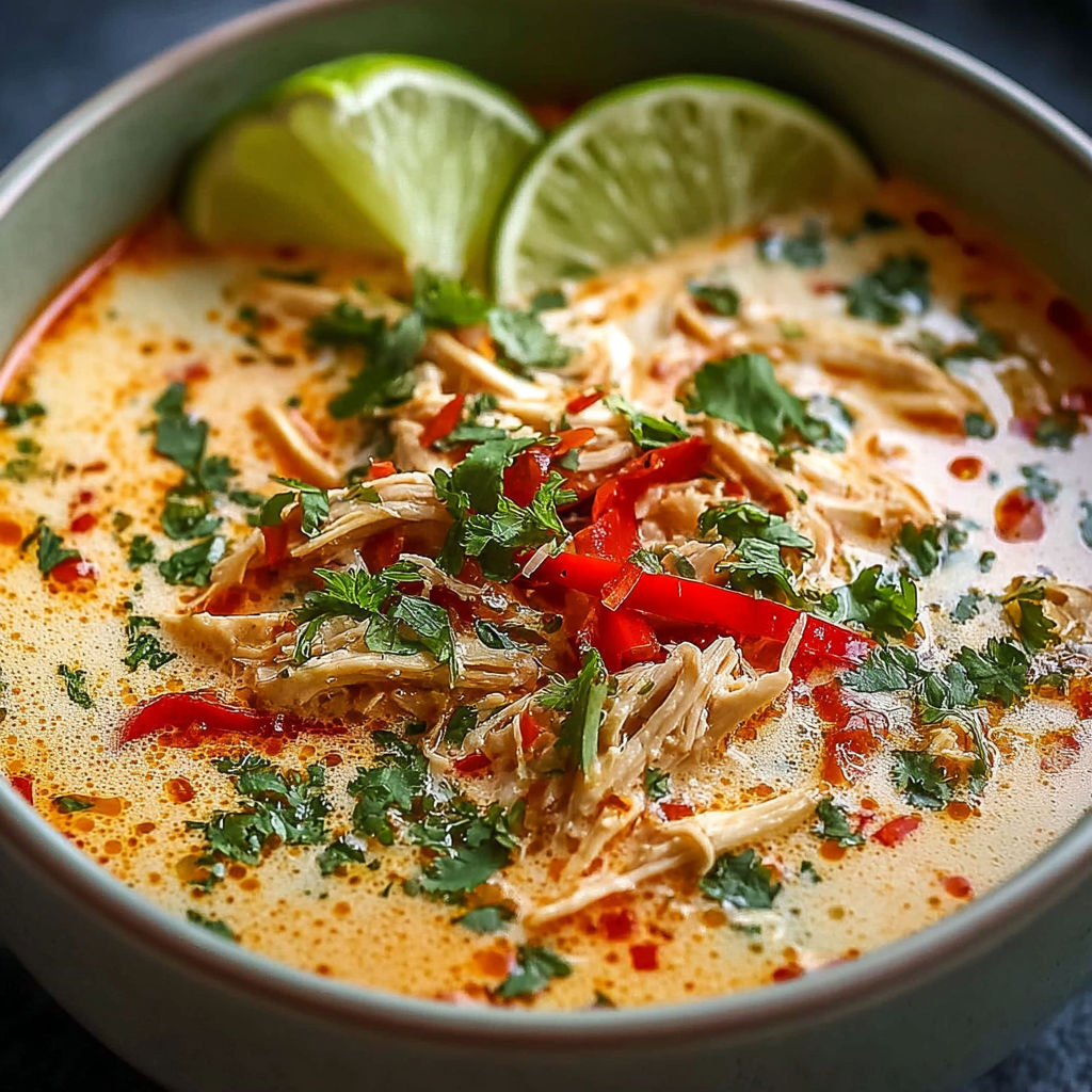 Une délicieuse soupe thaïlandaise est servie dans un bol en céramique.