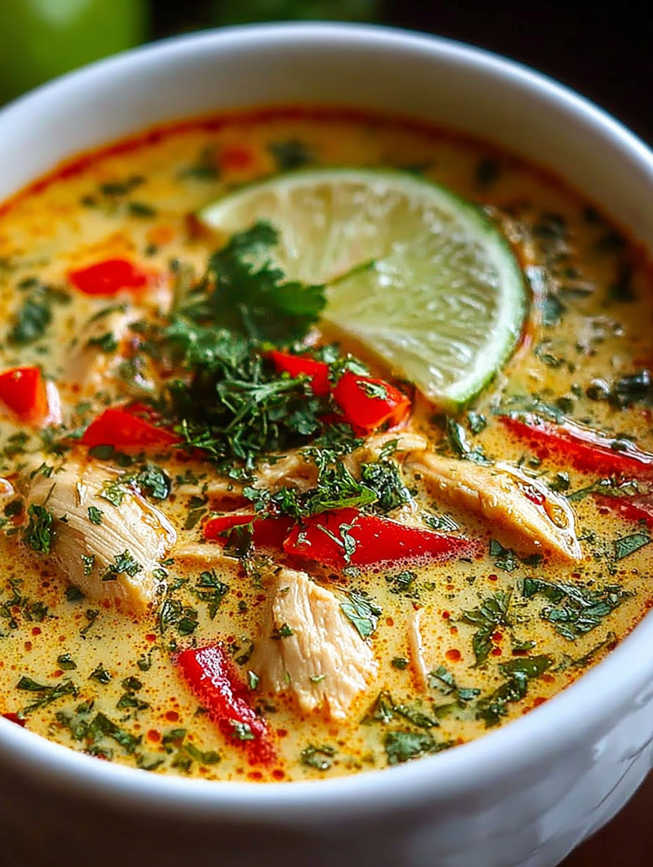 Une délicieuse soupe thaïlandaise, remplie de légumes et de viande, est servie dans un bol.