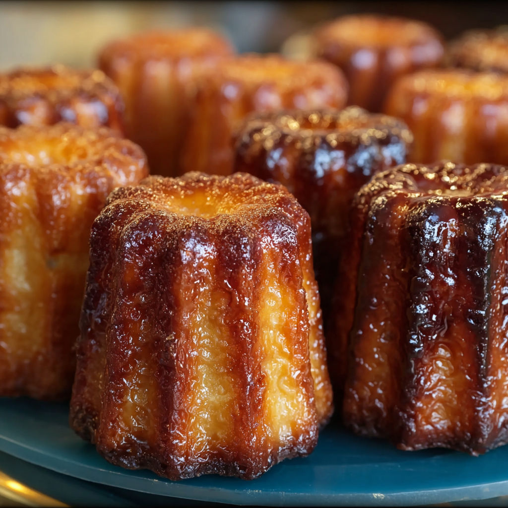 Une plaque contenant des cannelés bordelais parfumés par Cyril Lignac.