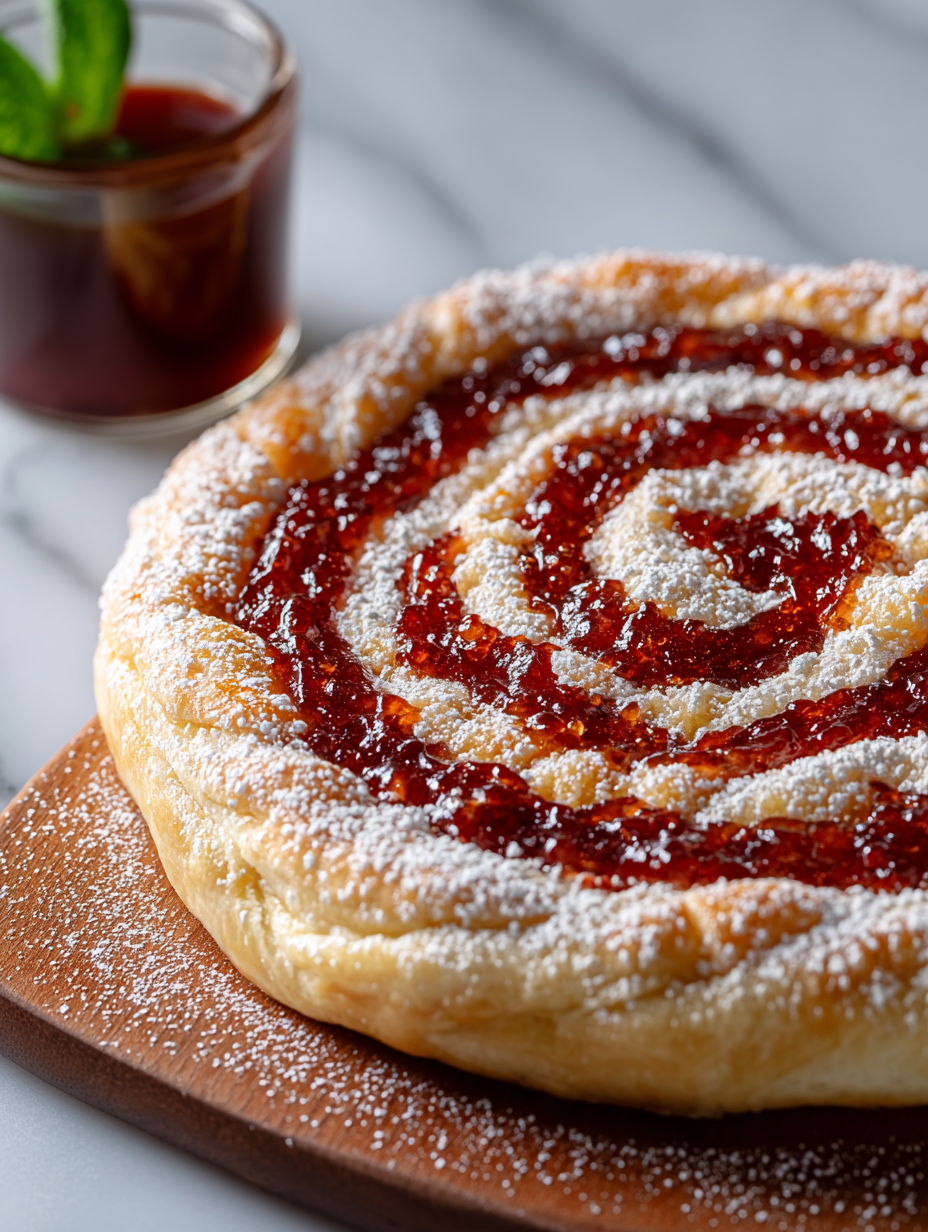Une pâte à crêpes en spirale avec des fruits rouges et des flocons d'avoine.