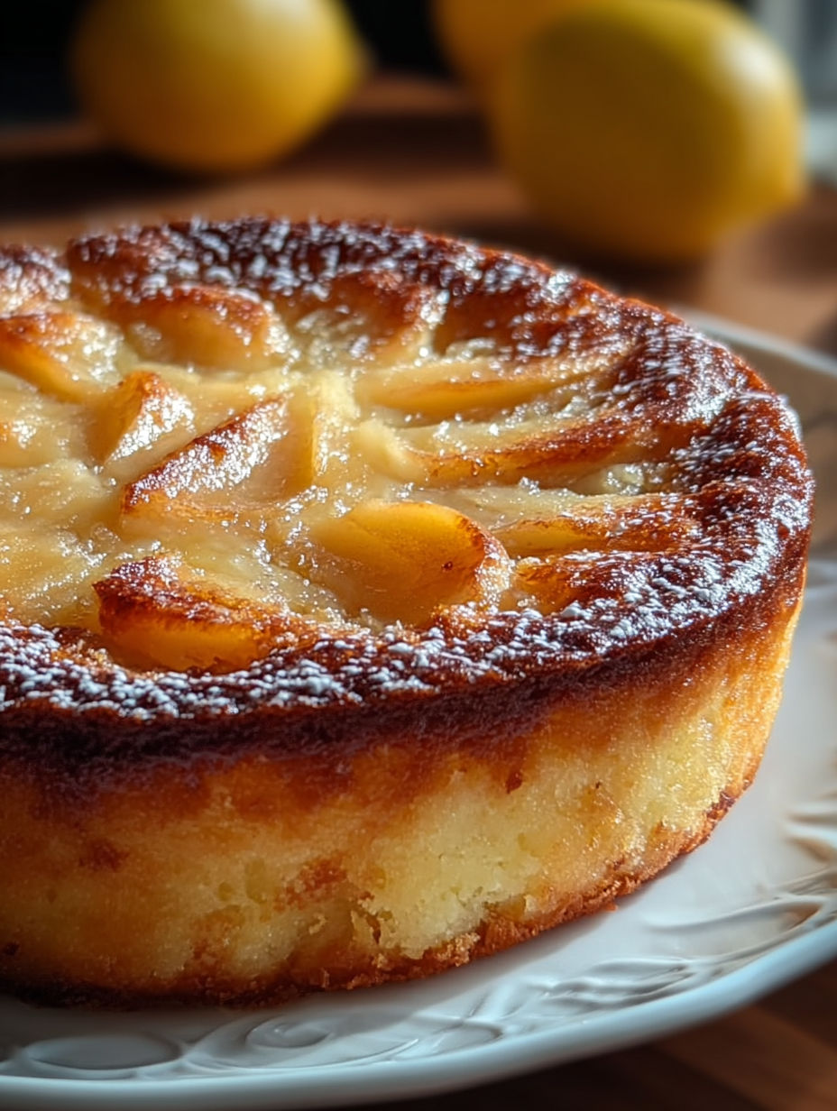 Une tarte aux pommes et aux cédrats, sur un plateau de porcelaine.