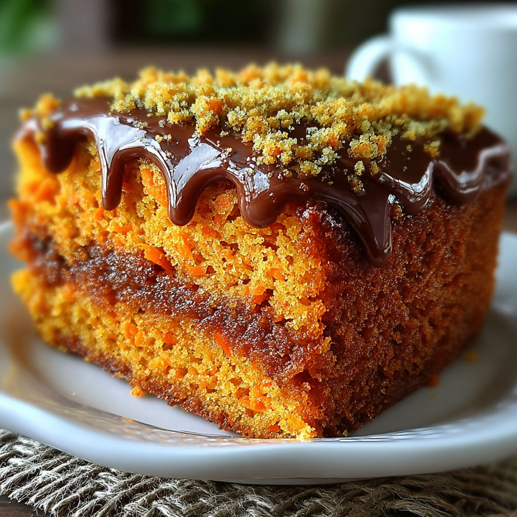 Une tarte au carrot chocolat, délicieuse et facile à préparer, est servie sur un plateau.
