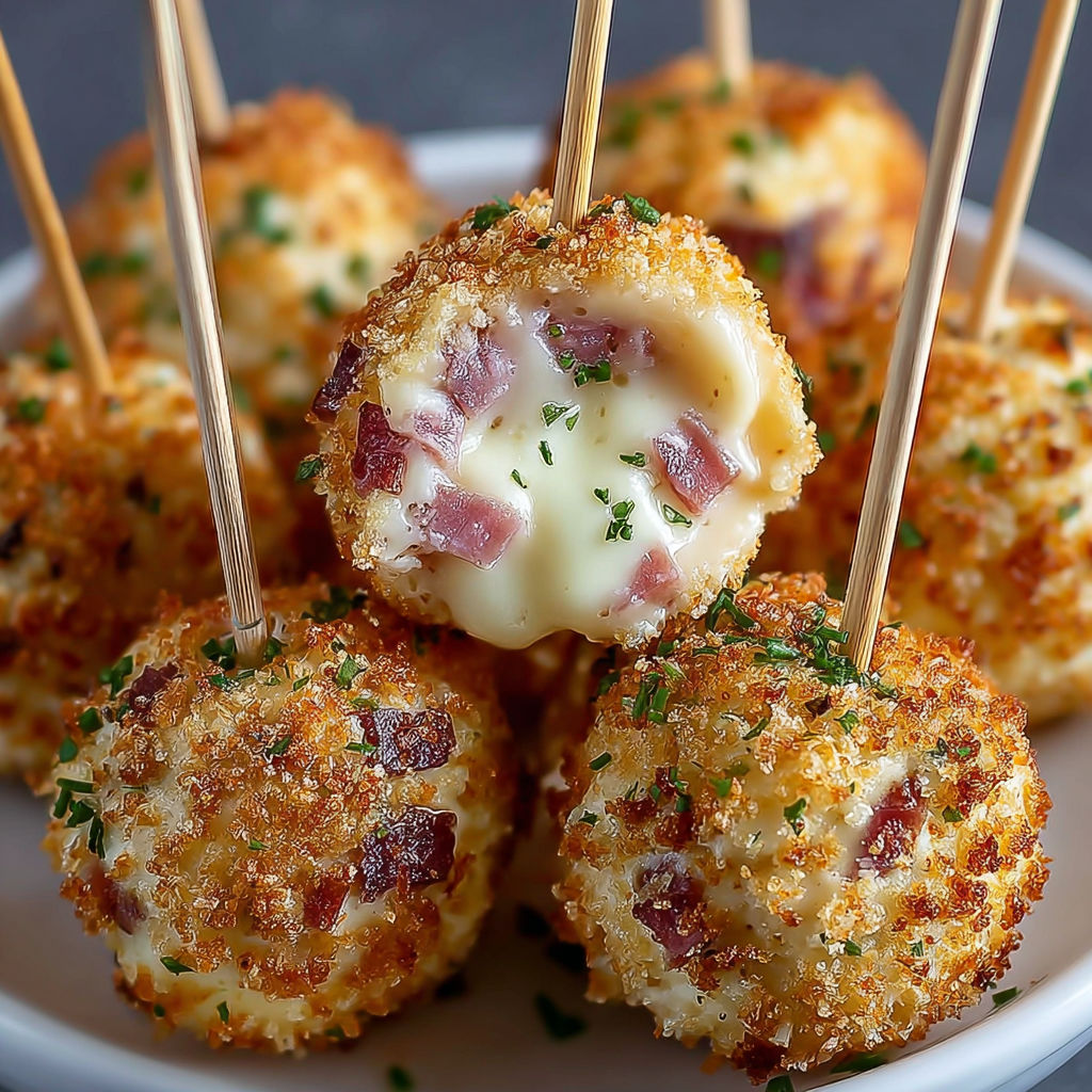 Une assiette de mini-gâteaux salés jambon et fromage.