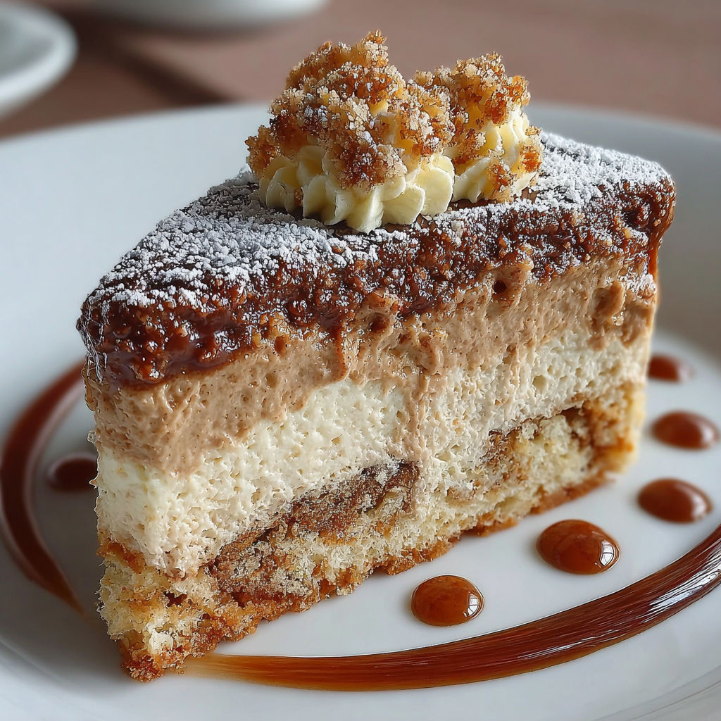 Une tarte au chocolat garnie de crème fouettée et de sucre glace.