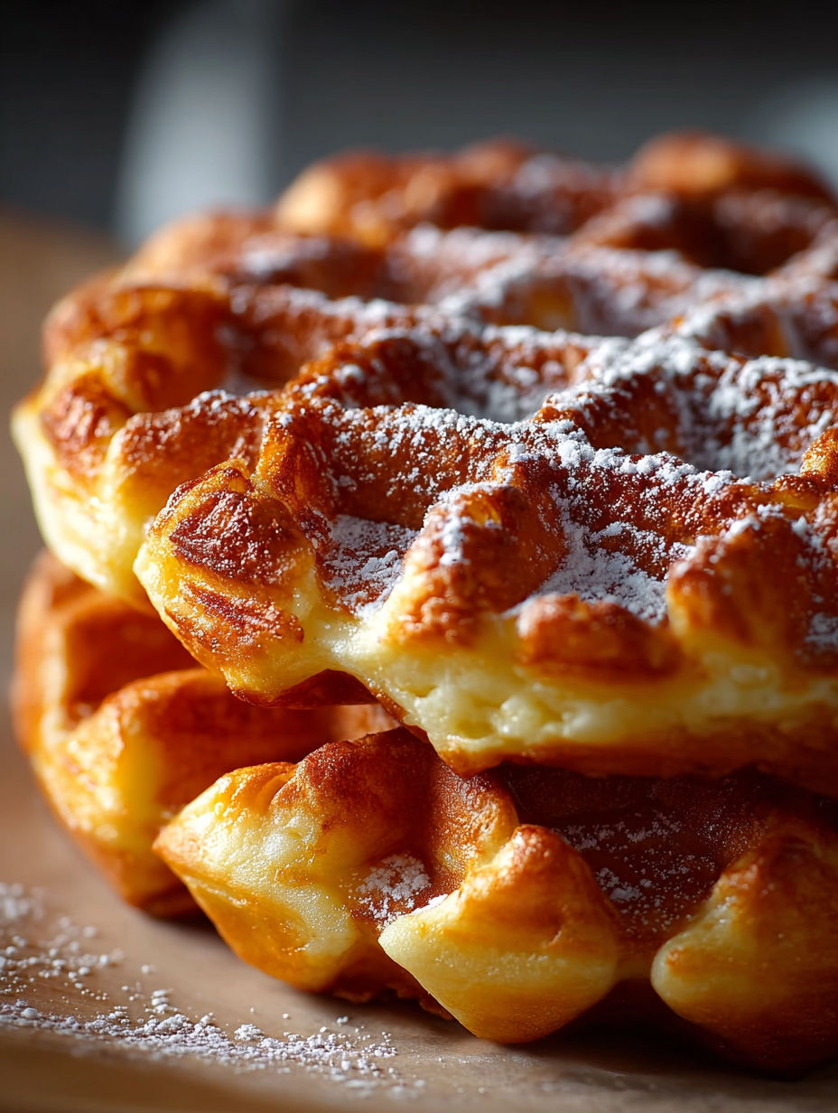 Une pile de crêpes sucrées avec du sucre et du beurre.